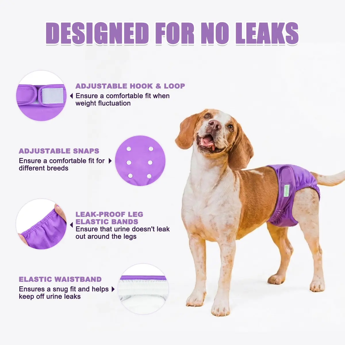 Wegreeco Extra Large Reusable Dog Diapers for Female Dogs | Premium Washable & Bright Color (19 in / 27 in Waist) - view 4