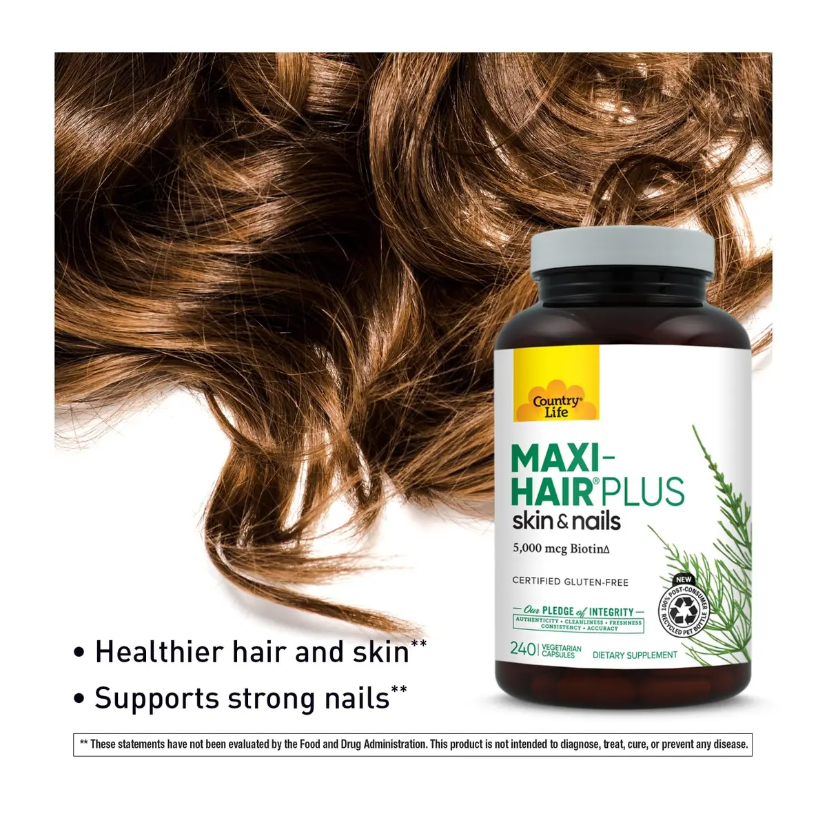 Country Life Maxi-Hair Plus 5000 mcg Biotin | Supports Healthy Hair, Skin & Nails (240 Vegetarian Capsules) - view 5