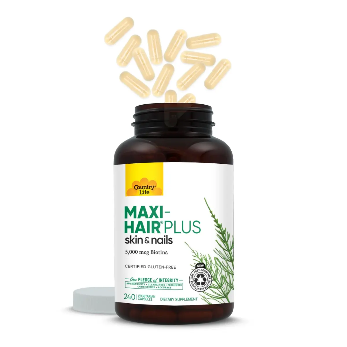 Country Life Maxi-Hair Plus 5000 mcg Biotin | Supports Healthy Hair, Skin & Nails (240 Vegetarian Capsules) - view 8