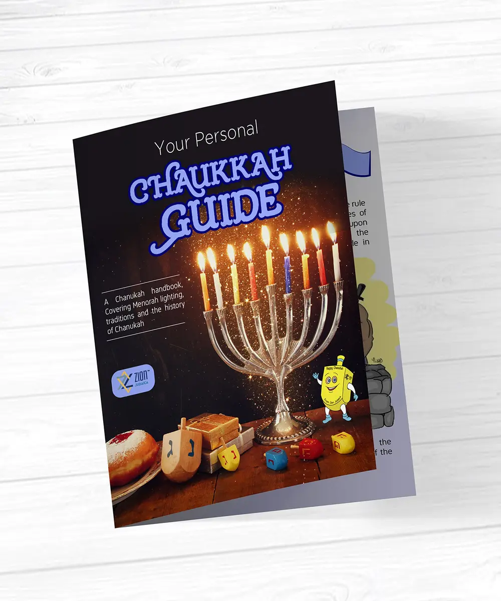 Zion Judaica Ltd Last Minute Complete Hanukkah Menorah Kit - 9" Menorah, 44 Candles, Dreidels, Gelt, Guide | Judaica Gift - view 8