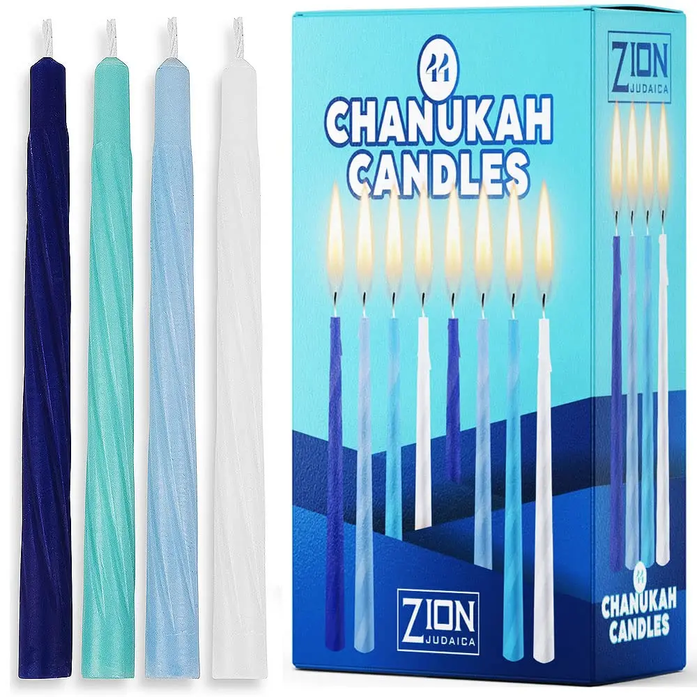 Zion Judaica Ltd Last Minute Complete Hanukkah Menorah Kit - 9" Menorah, 44 Candles, Dreidels, Gelt, Guide | Judaica Gift - view 2