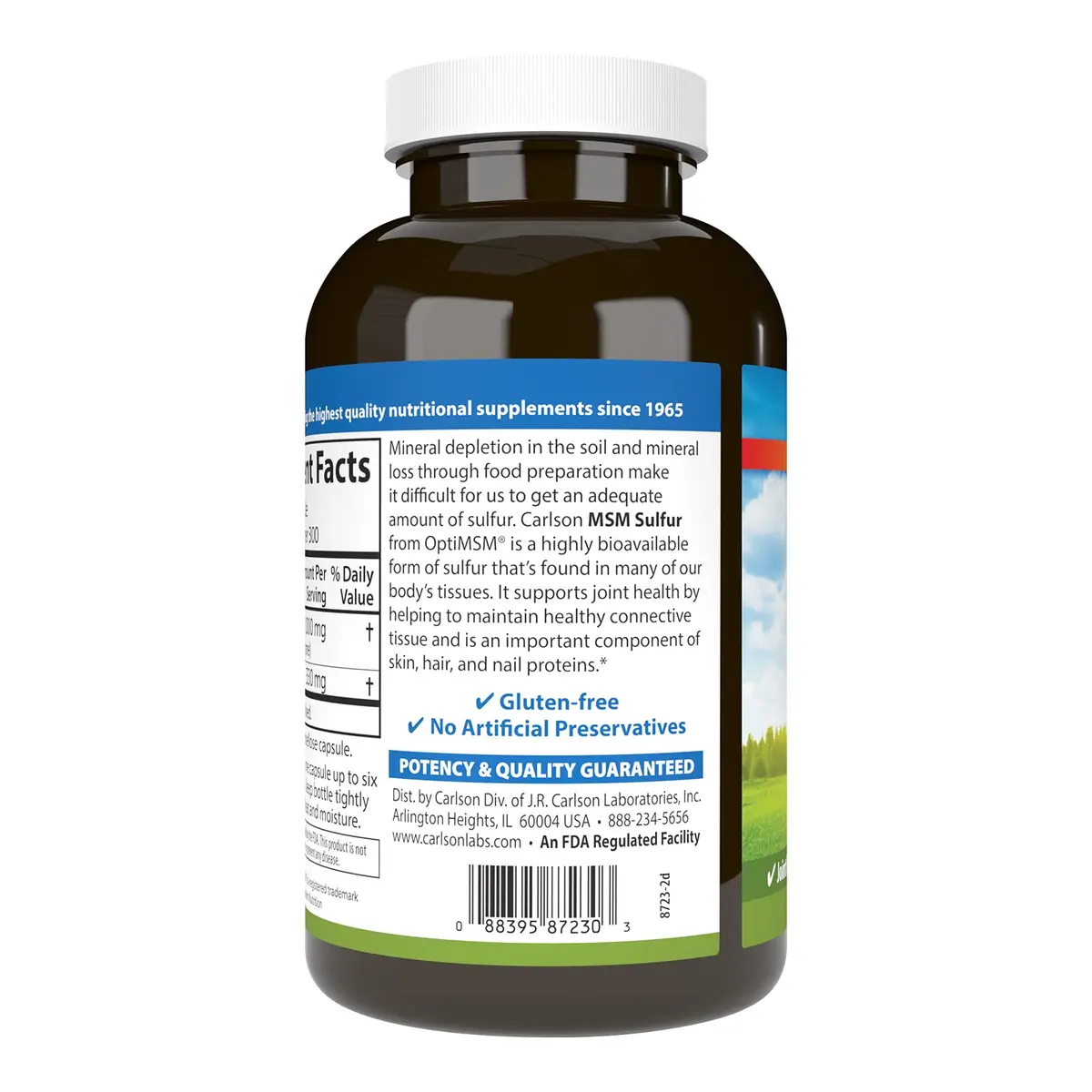 Carlson M-S-M Sulfur 1000 mg | Vegetarian Capsules for Joint & Skin Health - view 3