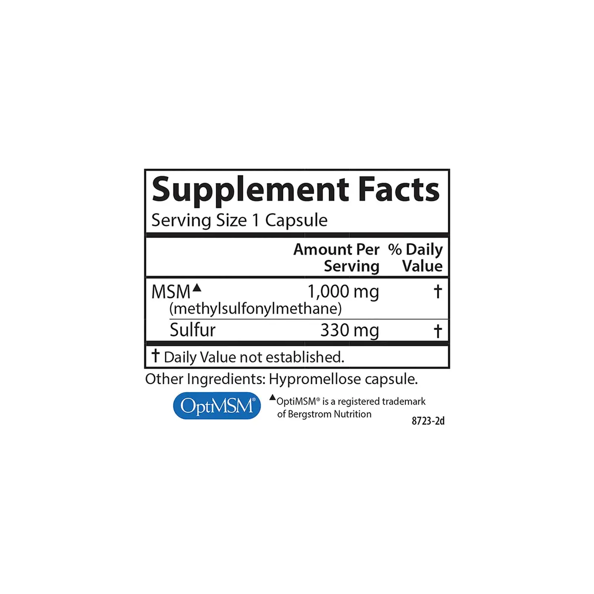 Carlson M-S-M Sulfur 1000 mg | Vegetarian Capsules for Joint & Skin Health - view 4