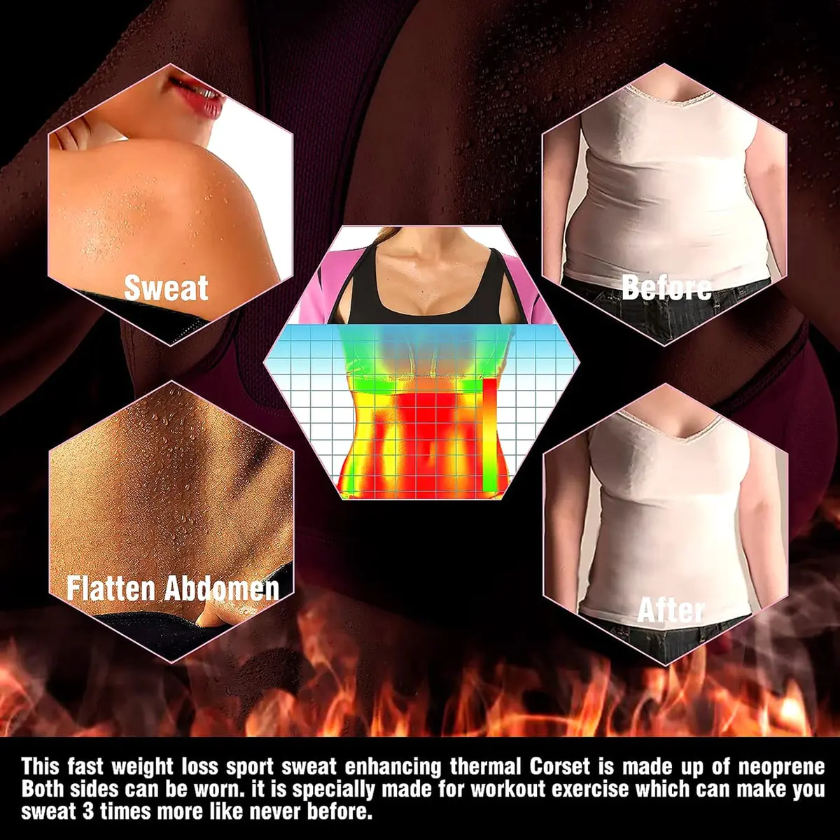 NonEcho Women Sauna Body Shaper Sweat Suit Sleeve Spa Cami Hot Neoprene Slimming Workout Vest Waist Trainer Top | Supports Fat Loss & Posture - view 2