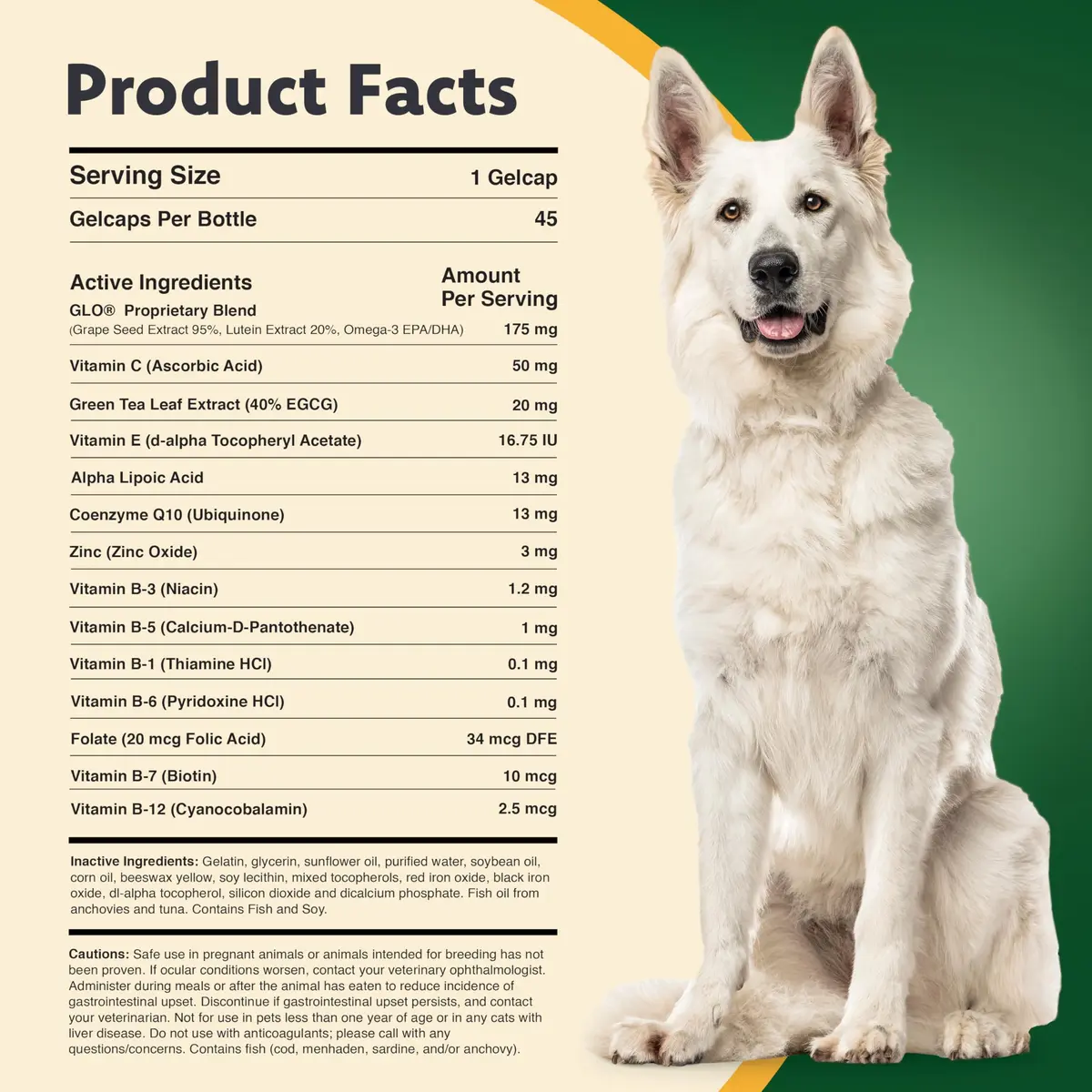 Ocu-GLO Vision Supplement for Small Dogs 45ct Liquid Gelcaps | Eye Health Support with Lutein & Omega-3 - view 2
