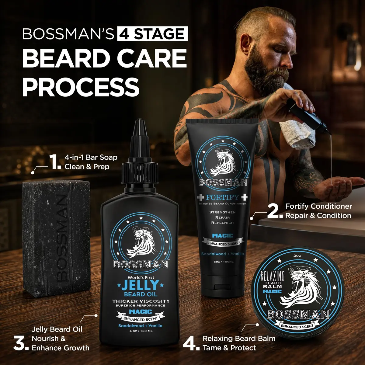 Bossman Jelly Beard Oil Magic Scent 118ml (4 Fl Oz) | Thicker Formula for Fuller, Healthier Beard - view 8