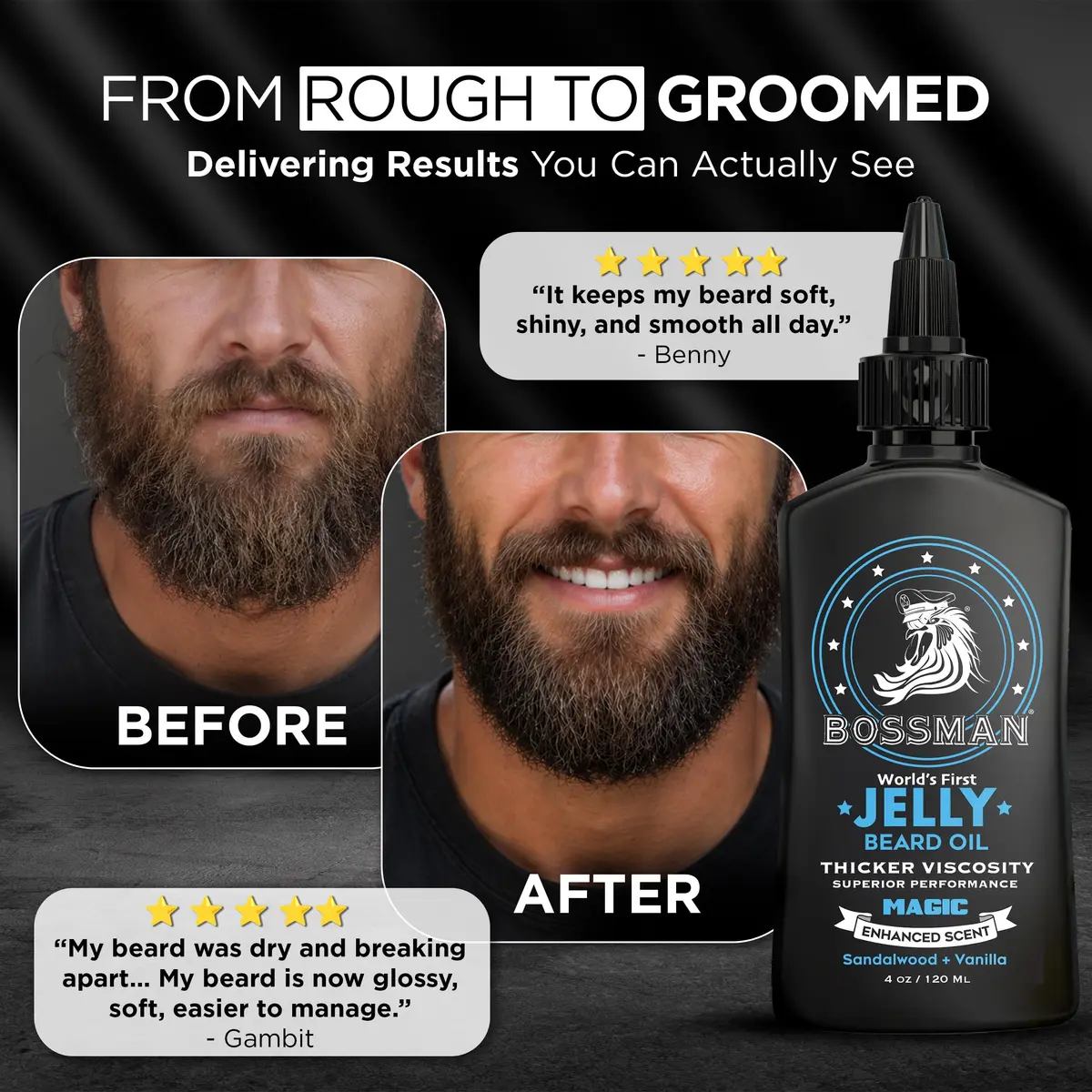 Bossman Jelly Beard Oil Magic Scent 118ml (4 Fl Oz) | Thicker Formula for Fuller, Healthier Beard - view 9
