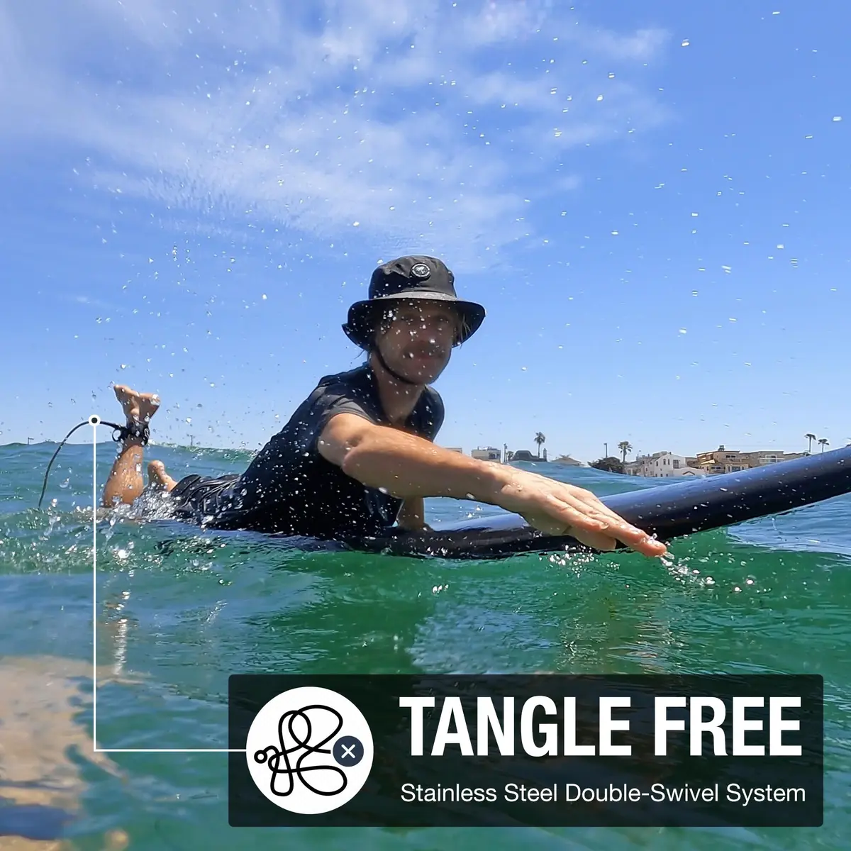 Ho Stevie! Premium Surf Leash - No Tangles, No Lost Surfboard - Hi-Strength Lightweight 1/4" Cord - Feels Like Surfing Leashless - 8 Feet - view 5