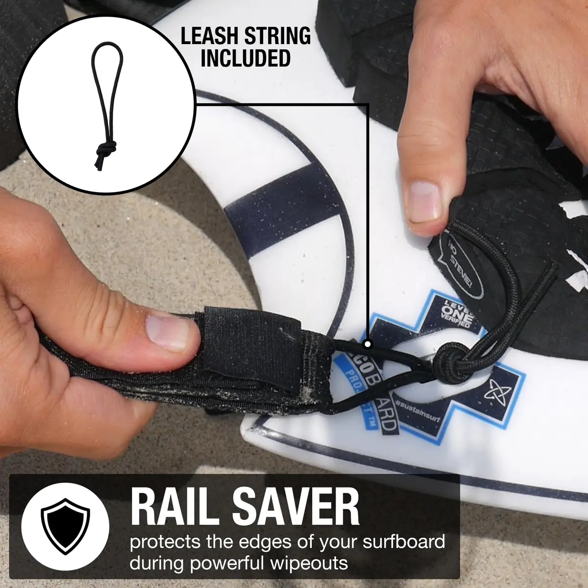 Ho Stevie! Premium Surf Leash - No Tangles, No Lost Surfboard - Hi-Strength Lightweight 1/4" Cord - Feels Like Surfing Leashless - 8 Feet - view 6