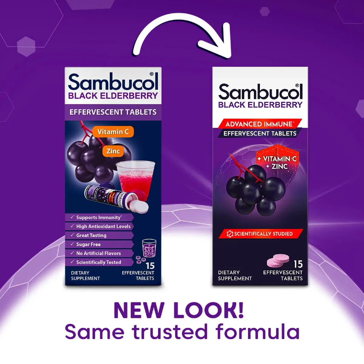 Sambucol Black Elderberry Effervescent Tablets 15 Count | Immune Support with Vitamin C & Zinc - view 2