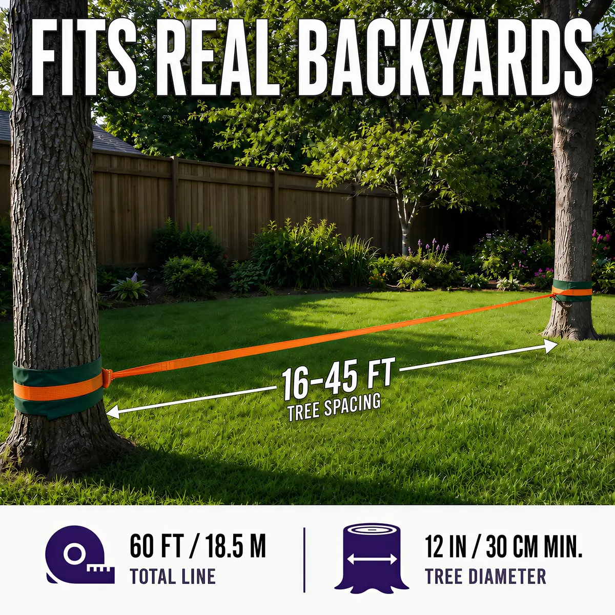Trailblaze Complete Slackline Kit - 60ft Backyard Rope for Kids & Adults | Easy Setup, 11,000 lb Webbing, 5 Yr Warranty - view 5