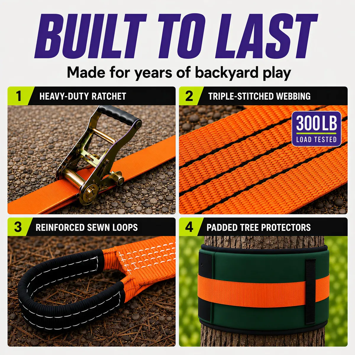 Trailblaze Complete Slackline Kit - 60ft Backyard Rope for Kids & Adults | Easy Setup, 11,000 lb Webbing, 5 Yr Warranty - view 7