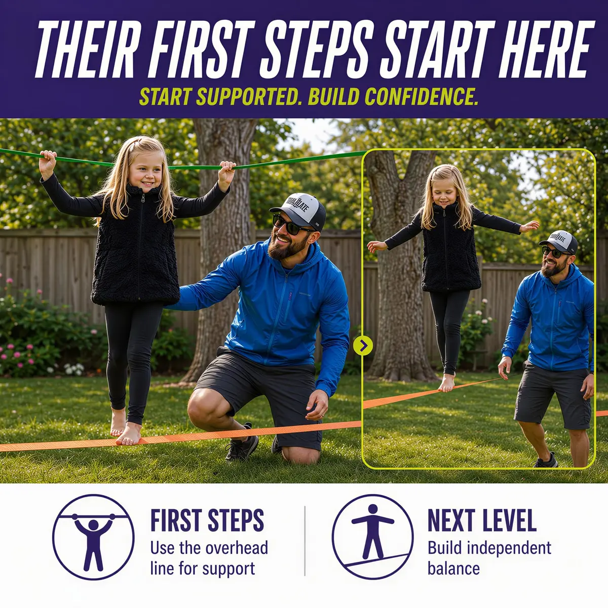 Trailblaze Complete Slackline Kit - 60ft Backyard Rope for Kids & Adults | Easy Setup, 11,000 lb Webbing, 5 Yr Warranty - view 3