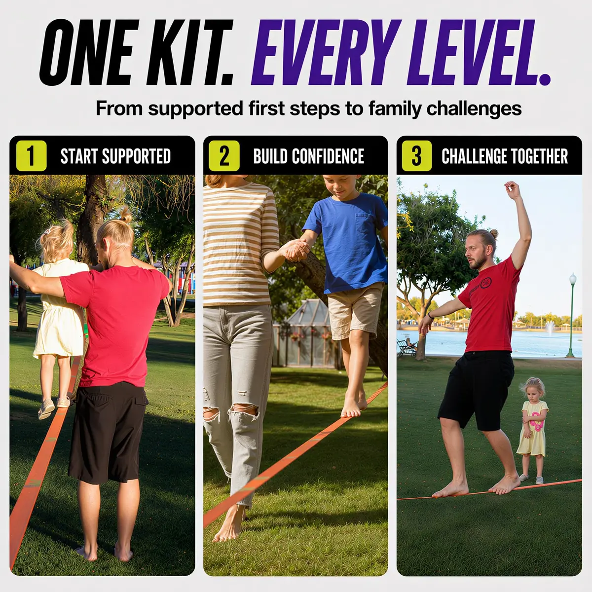 Trailblaze Complete Slackline Kit - 60ft Backyard Rope for Kids & Adults | Easy Setup, 11,000 lb Webbing, 5 Yr Warranty - view 4
