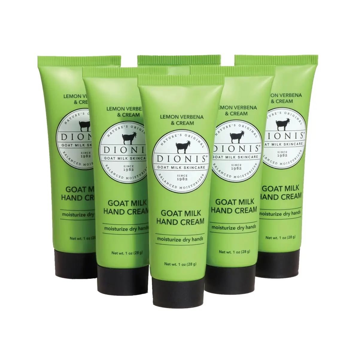 Dionis Goat Milk Hand Cream Lemon Verbena & Cream 1 oz (29.57 ml) Tubes (6-Pack) | Hydrates Dry, Sensitive Skin - main product image