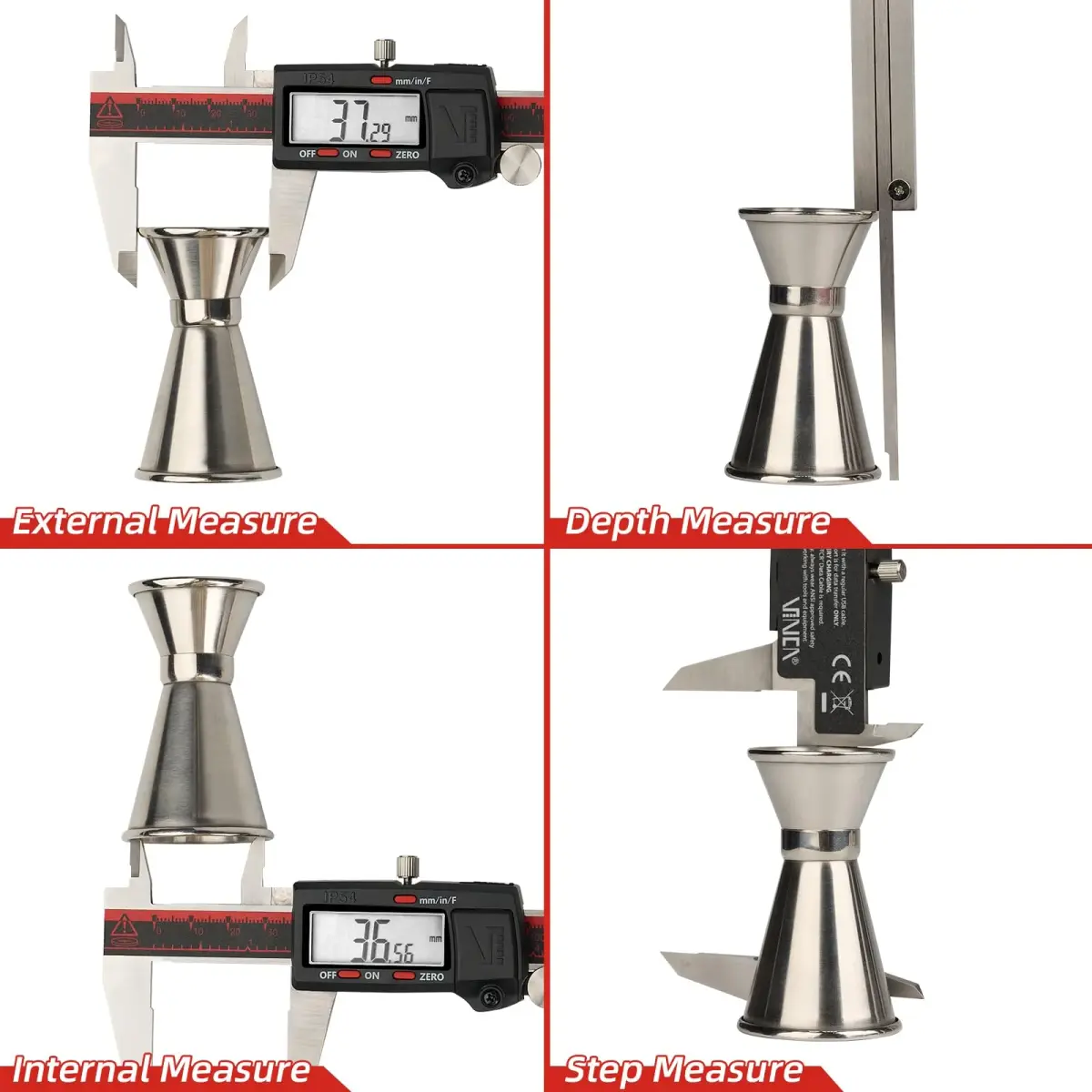 VINCA IP54 Grade Digital Caliper, DCLA-0605 6 Inch/150mm, Inch/Millimeter/Fraction Conversion, Stainless Steel, Large LCD Screen - view 3