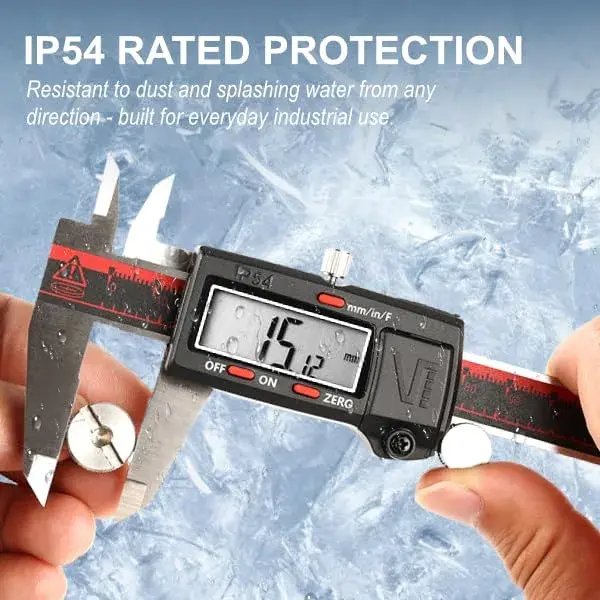 VINCA IP54 Grade Digital Caliper, DCLA-0605 6 Inch/150mm, Inch/Millimeter/Fraction Conversion, Stainless Steel, Large LCD Screen - view 4
