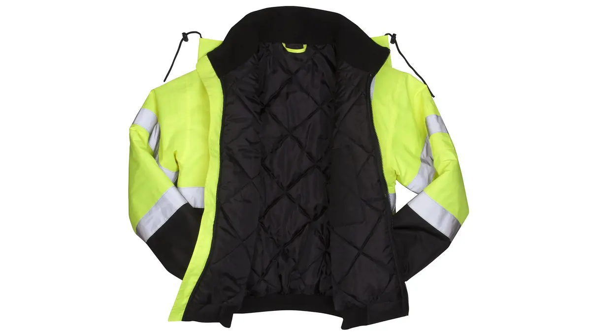 Pyramex RJ3210XL Hi-Vis Lime Bomber Jacket with Quilted Lining, XL | Class 3 Safety Workwear for Adults - view 2