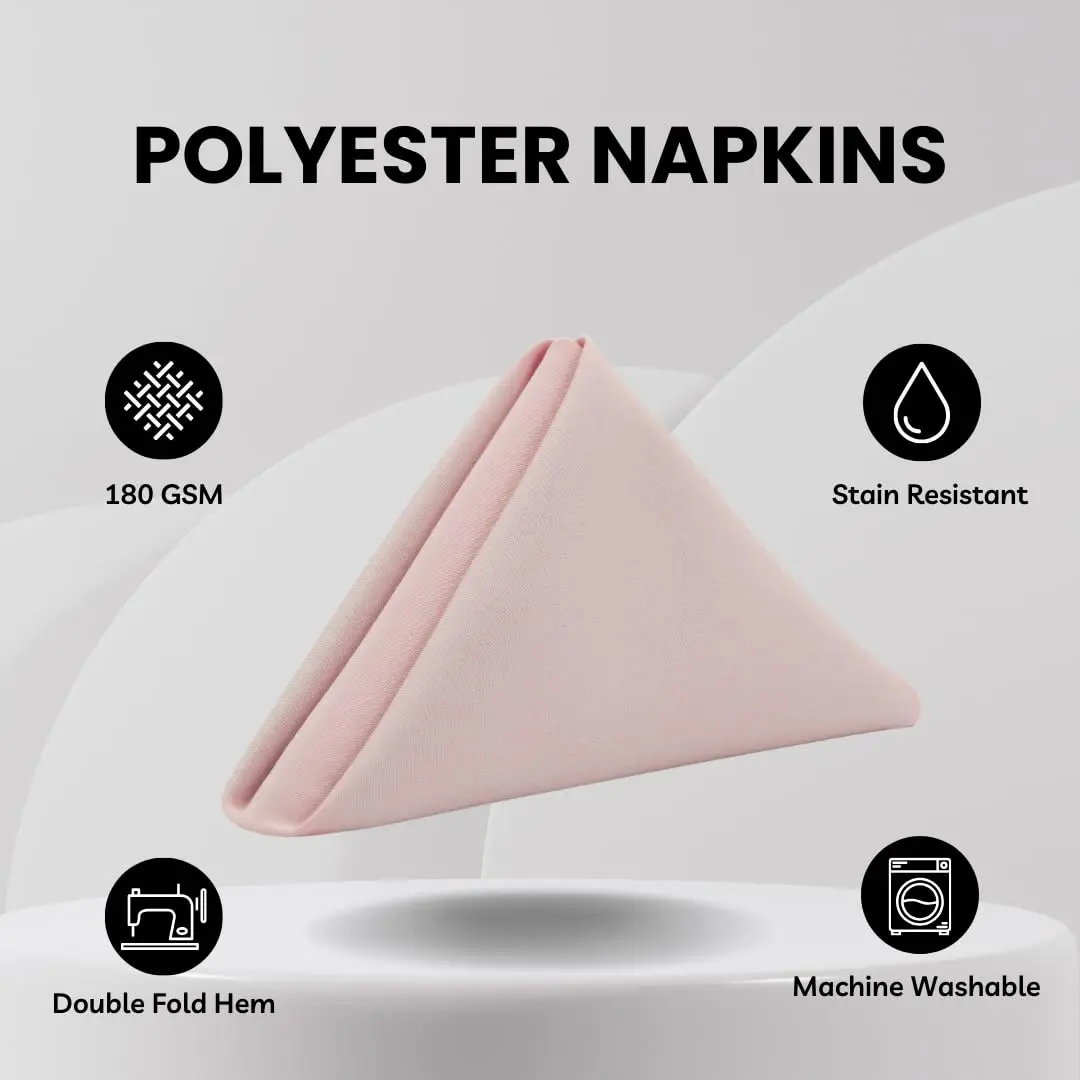 Your Chair Covers 20" x 20" Blush Polyester Napkins | Elegant Washable Dinner Fabric - view 2