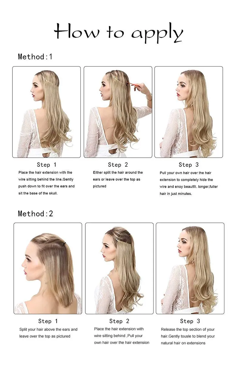 SARLA Invisible Wire Hair Extensions Platinum Blonde 22 Inch | Long Straight Synthetic Hairpiece, Adjustable Headband, Heat Resistant Fiber - view 6