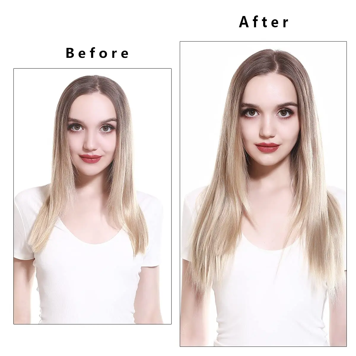 SARLA Invisible Wire Hair Extensions Platinum Blonde 22 Inch | Long Straight Synthetic Hairpiece, Adjustable Headband, Heat Resistant Fiber - view 4