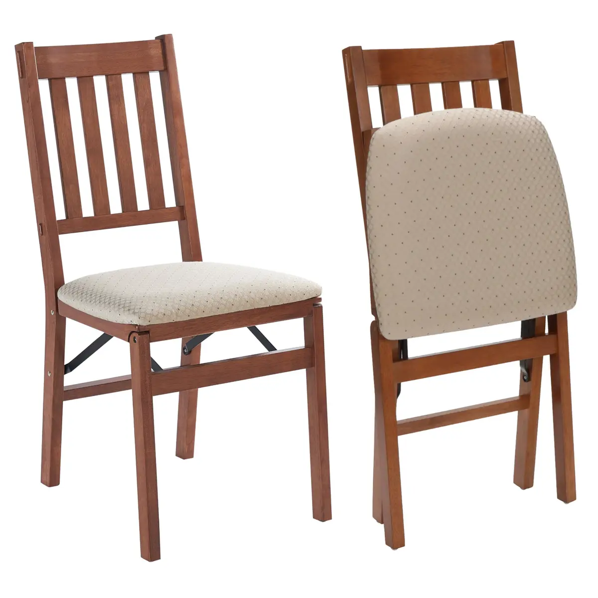 Stakmore Arts and Crafts Wooden Folding Chairs with Padded Seats | Space-Saving, Fully Assembled, Fruitwood Frame - main product image