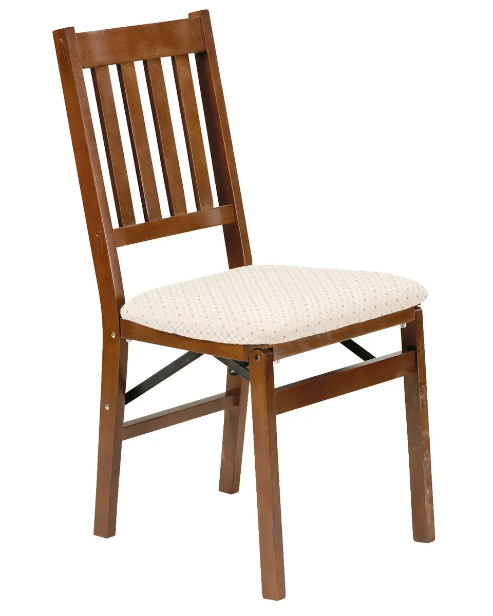 Stakmore Arts and Crafts Wooden Folding Chairs with Padded Seats | Space-Saving, Fully Assembled, Fruitwood Frame - view 2