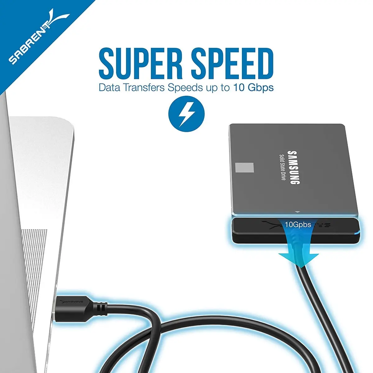 SABRENT USB 3.1 to 2.5in SATA SSD/Hard Drive Adapter Cable, UASP (EC-SS31) | Supports 10 Gbps Transfer Speed - view 2