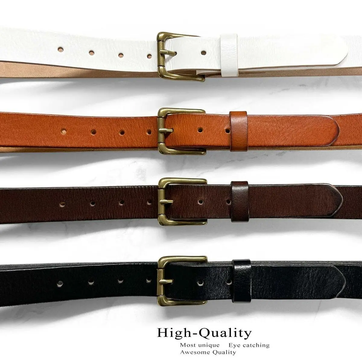 Belts.com Men's Solid Brass Roller Buckle Leather Belt 1-1/8" (30mm) Black-32 | Vintage Full Grain Cowhide - view 5