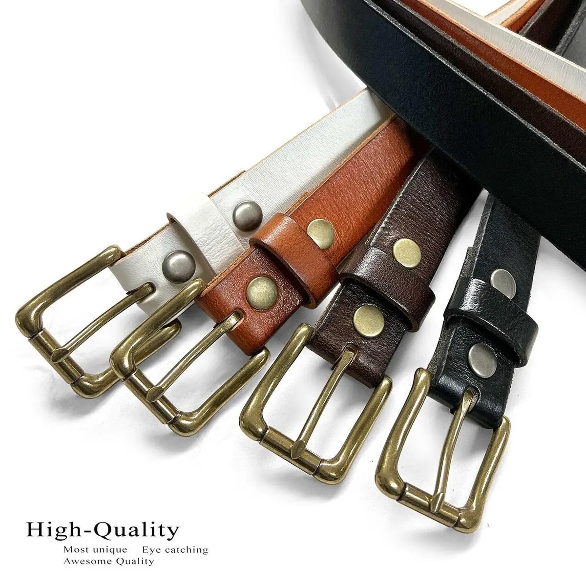 Belts.com Men's Solid Brass Roller Buckle Leather Belt 1-1/8" (30mm) Black-32 | Vintage Full Grain Cowhide - view 6