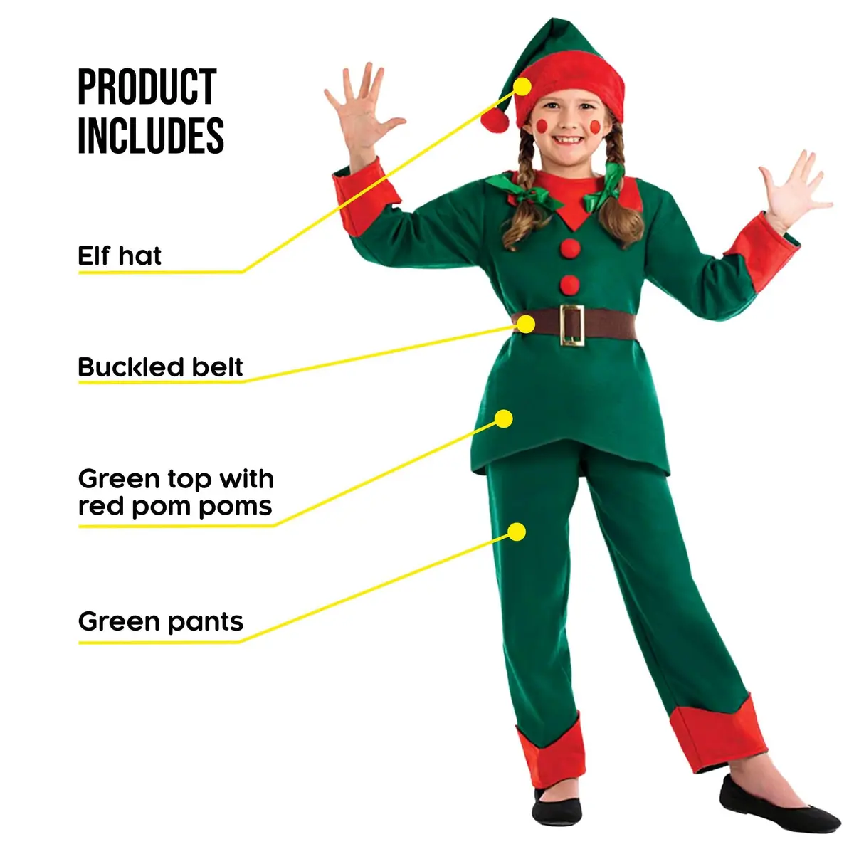 fun shack Elf Costume Kids, Christmas Costume for Kids, XL | Festive, Traditional Holiday Dress - view 2