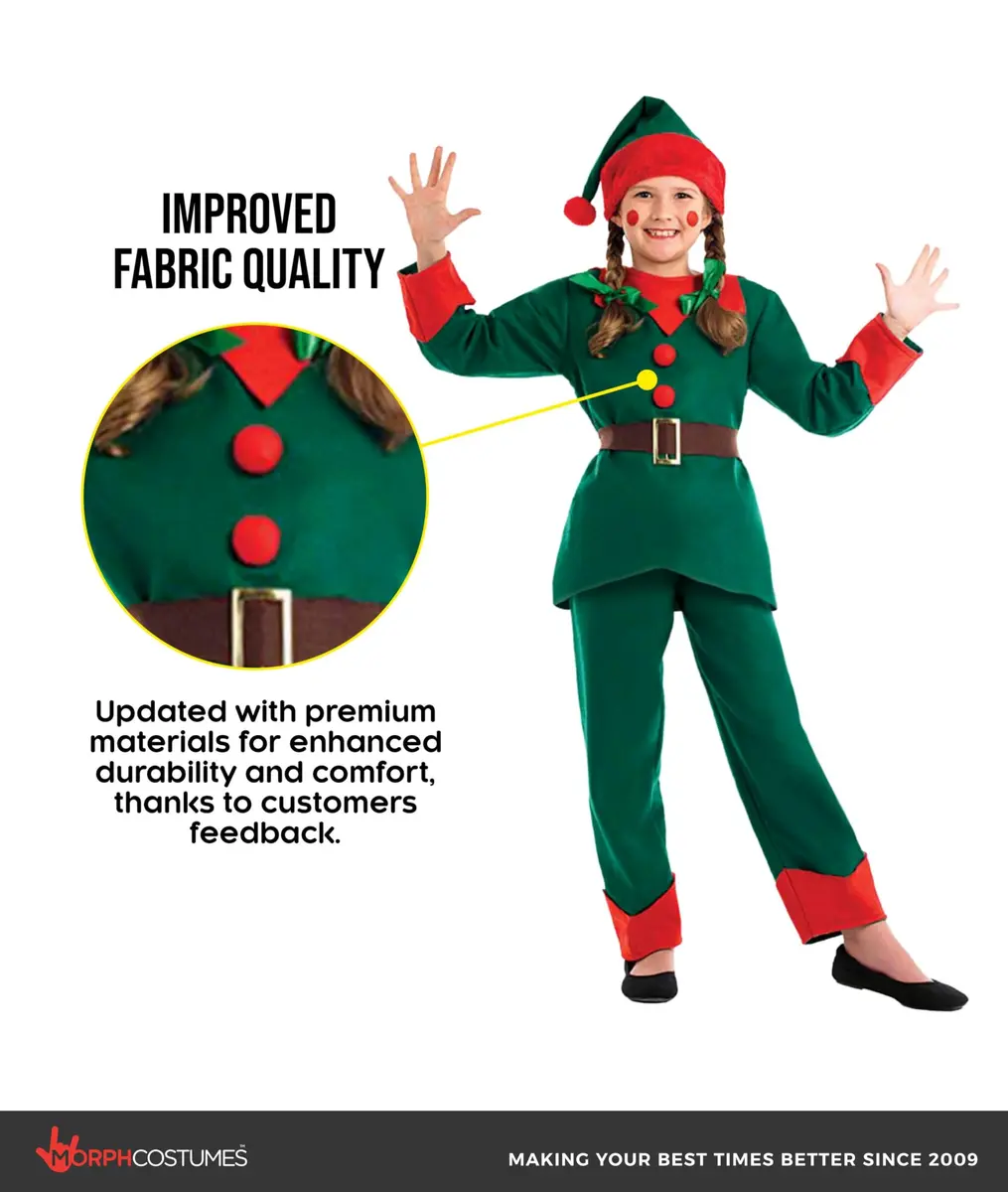 fun shack Elf Costume Kids, Christmas Costume for Kids, XL | Festive, Traditional Holiday Dress - view 3