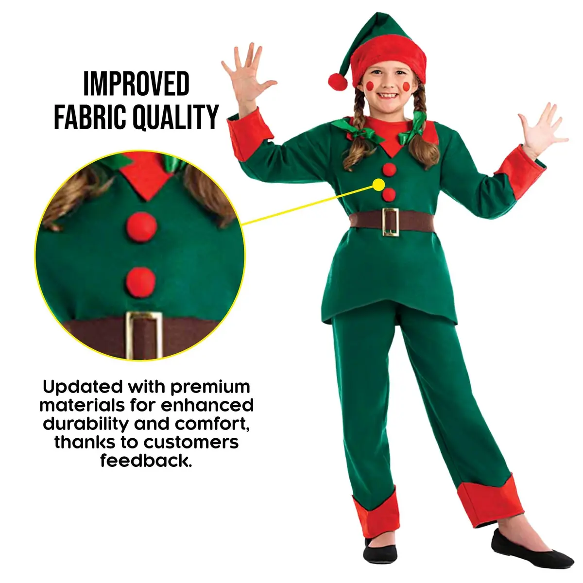 fun shack Elf Costume Kids, Christmas Costume for Kids, XL | Festive, Traditional Holiday Dress - view 4