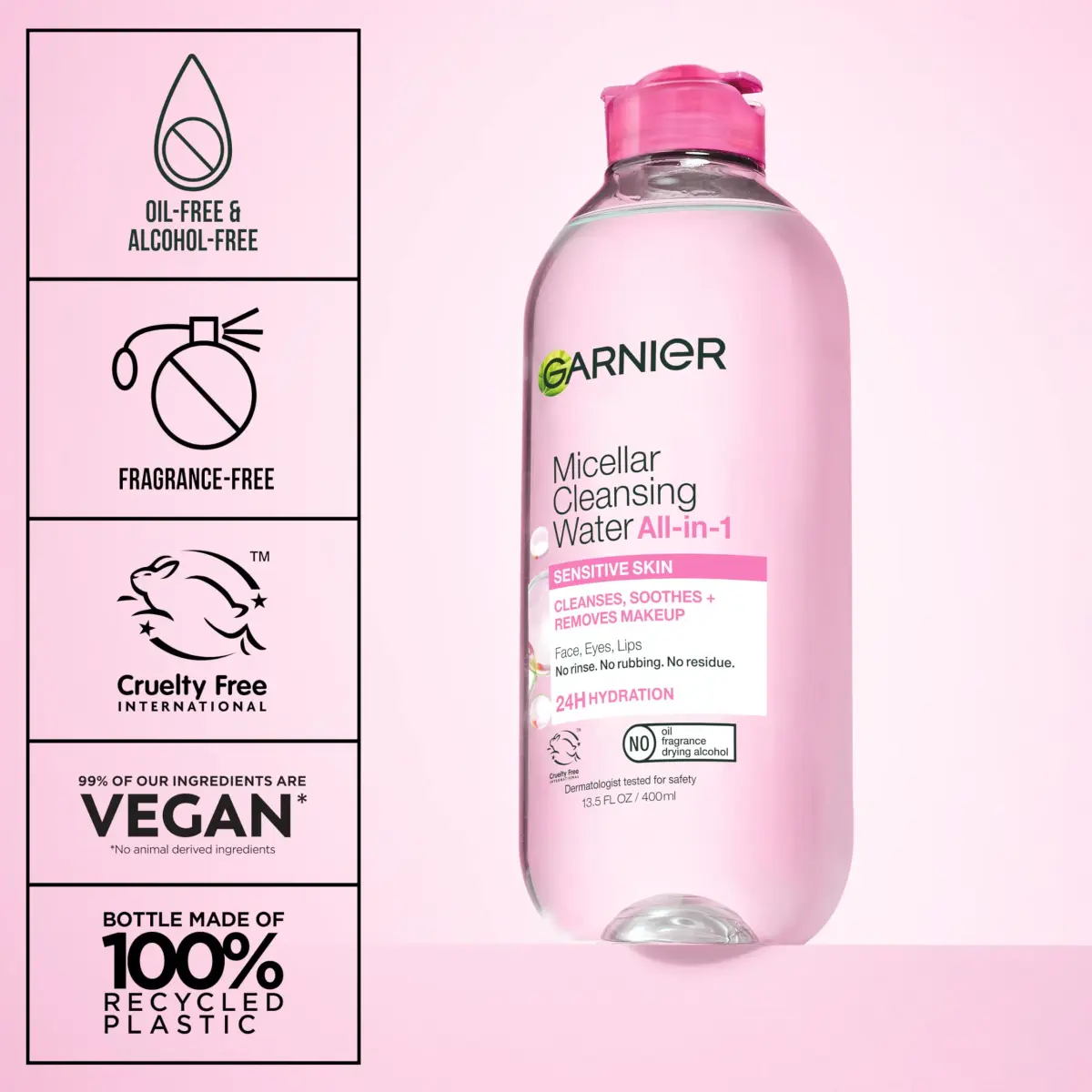Garnier Micellar Water Hydrating Facial Cleanser 400mL (13.5 Fl Oz) | Gentle Makeup Remover for Sensitive Skin - view 4