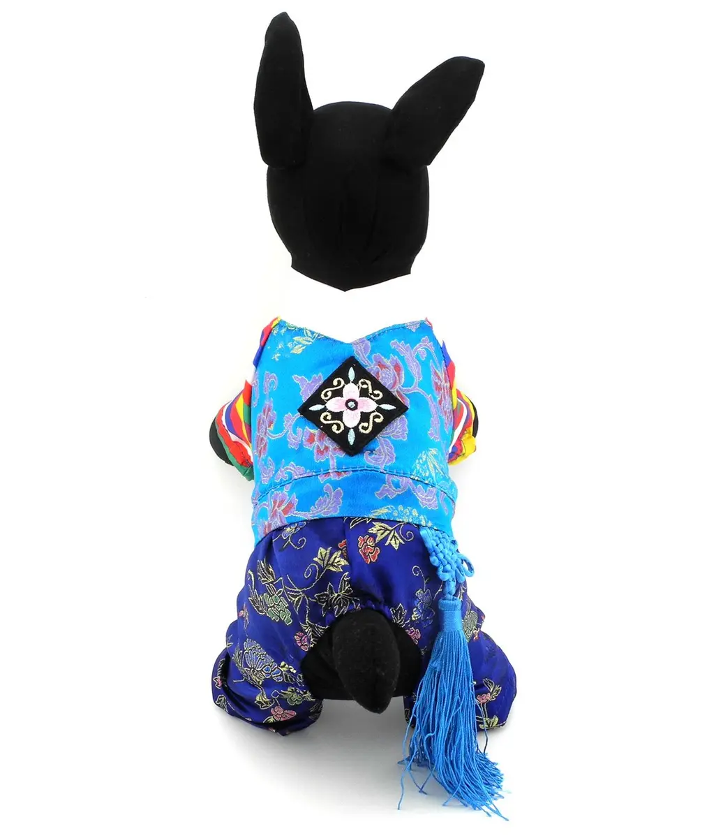 SELMAI Embroidered Hanbok for Small Dogs, Boy, S | Silk Material, Easy Care Fit - view 3
