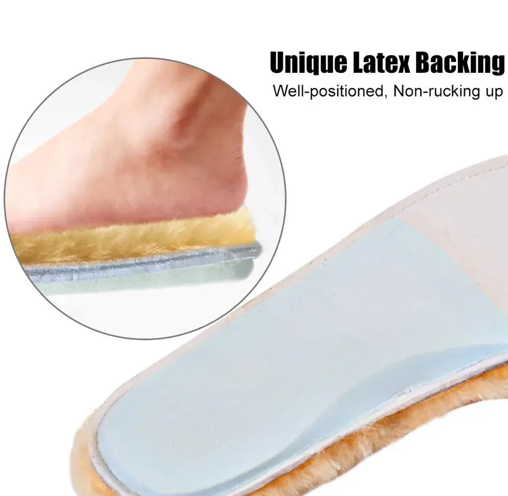 ABUSA Sheepskin Insoles Women's Premium Wool Fur Fleece Inserts Cozy & Fluffy Size 6 (1 Pair) | 15mm Thick Australian Lambswool - view 3