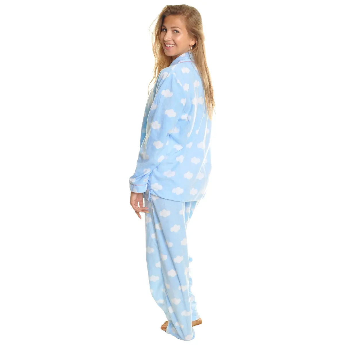 Angelina Womens Pajama Set with Notch Collar and Pockets | Blue Clouds | Cozy Fleece Sleepwear (70-120c) - view 2