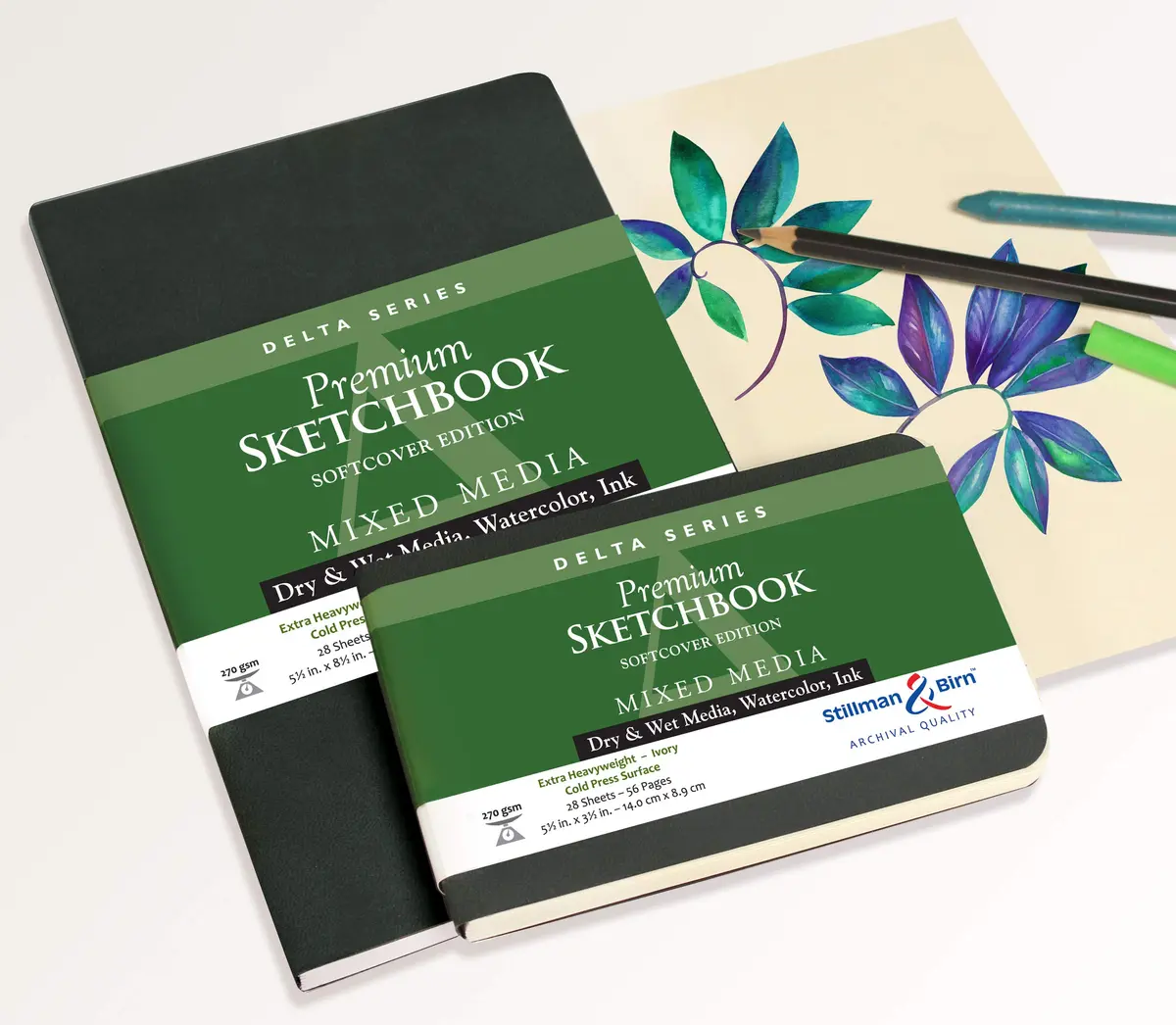 Stillman & Birn Delta Series Softcover Sketchbook, 8.5" x 5.5", 270 GSM (Extra Heavyweight), Ivory Paper, Cold Press Surface - view 2