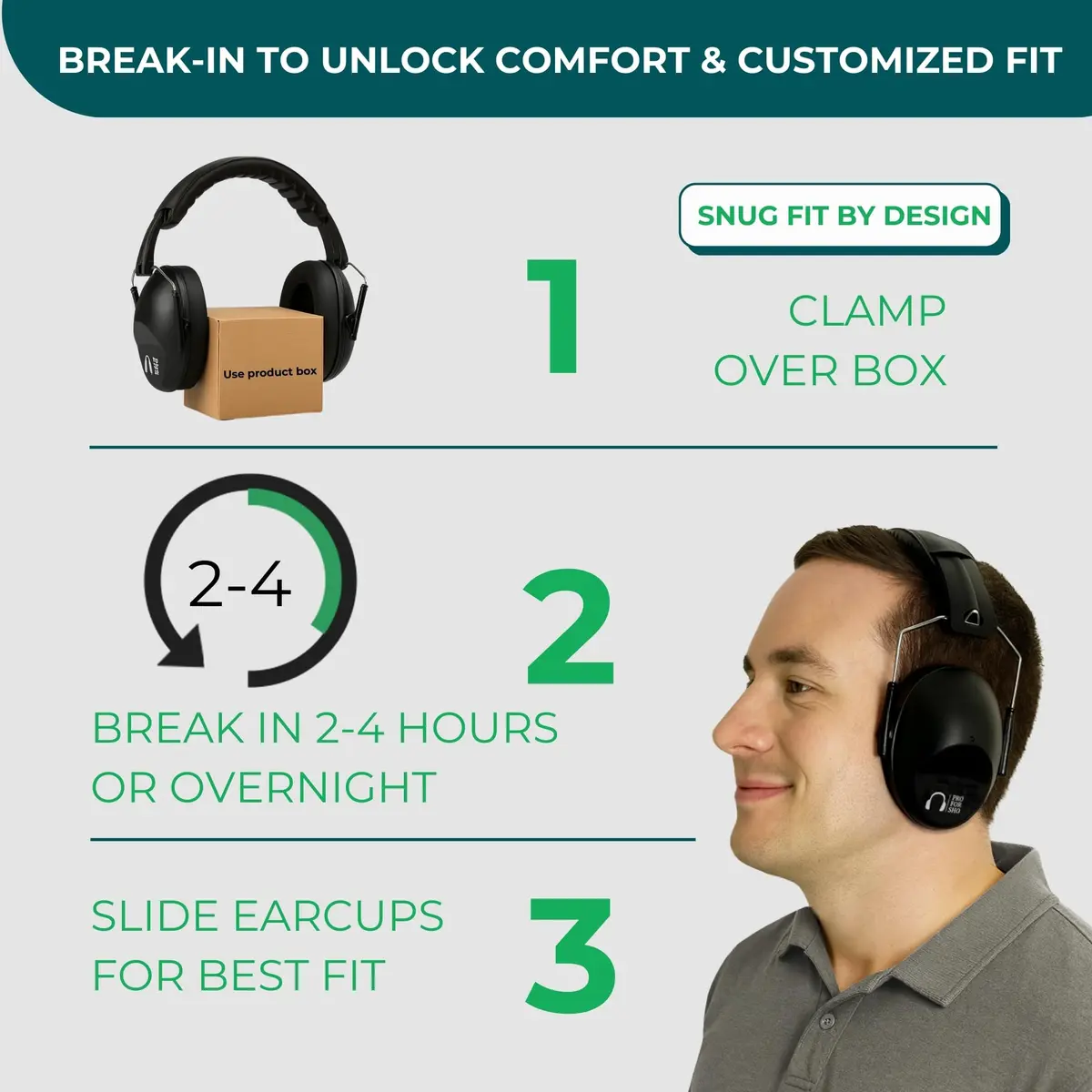Pro For Sho 34dB NRR Ear Protection Earmuffs | 206g (0.45 lb) Standard - view 7