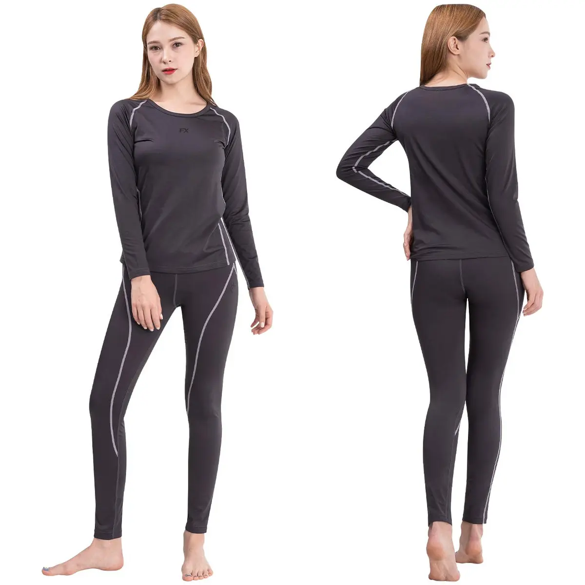 FITEXTREME Womens MAXHEAT Fleece Long Johns Thermal Underwear Set Grey S | Snug Fit for Cold Weather - main product image