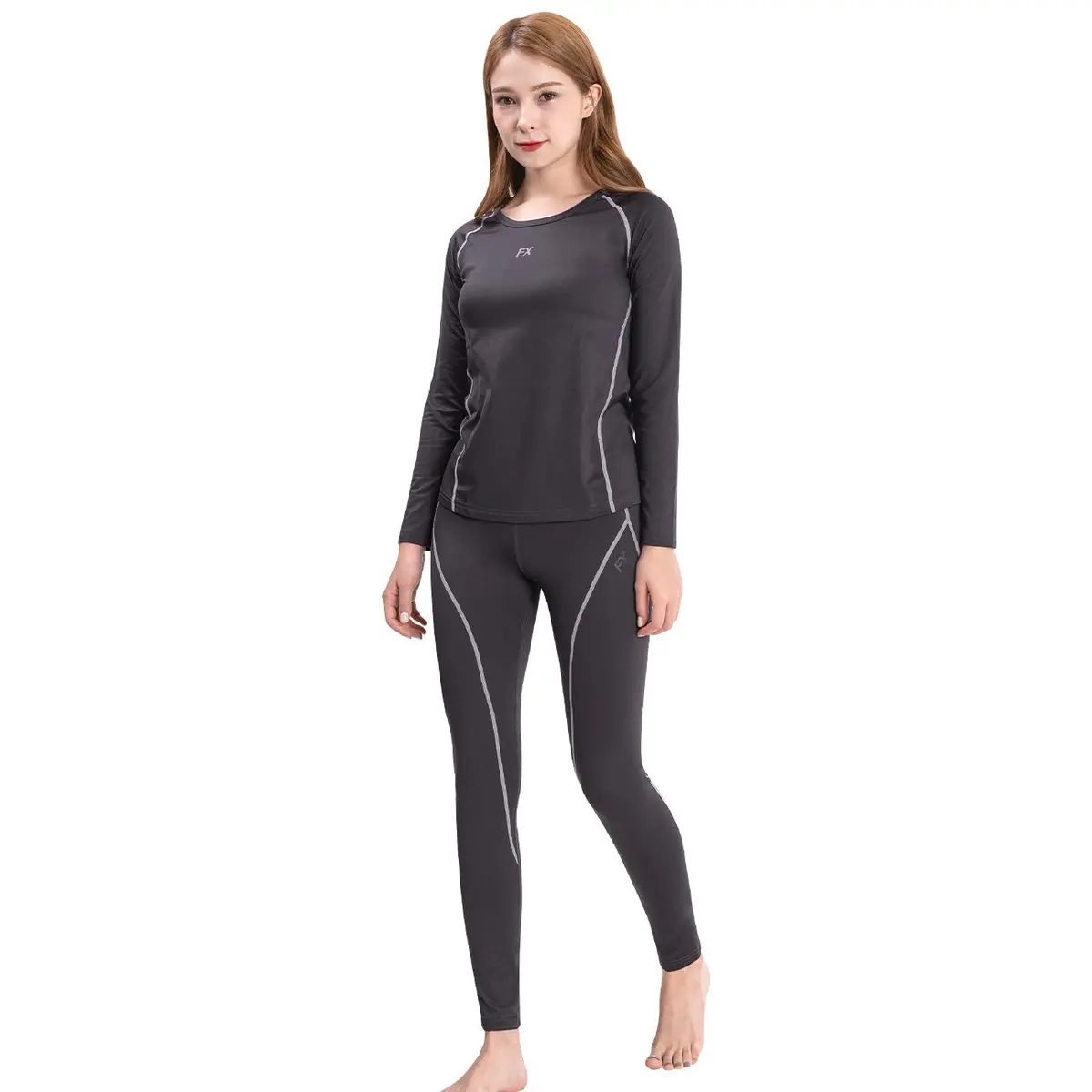 FITEXTREME Womens MAXHEAT Fleece Long Johns Thermal Underwear Set Grey S | Snug Fit for Cold Weather - view 2