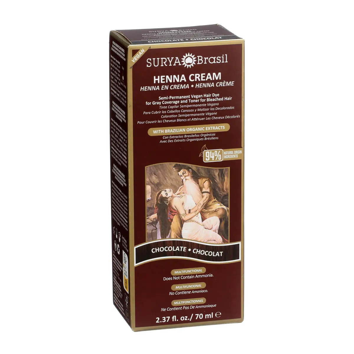 Surya Brasil Henna Cream Chocolate 2.37 Fl Oz | Vegan, Natural, Semi-Permanent Hair Color - view 4