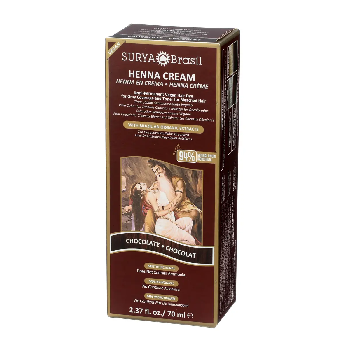 Surya Brasil Henna Cream Chocolate 2.37 Fl Oz | Vegan, Natural, Semi-Permanent Hair Color - view 5