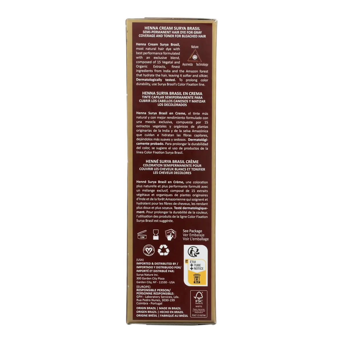 Surya Brasil Henna Cream Chocolate 2.37 Fl Oz | Vegan, Natural, Semi-Permanent Hair Color - view 3