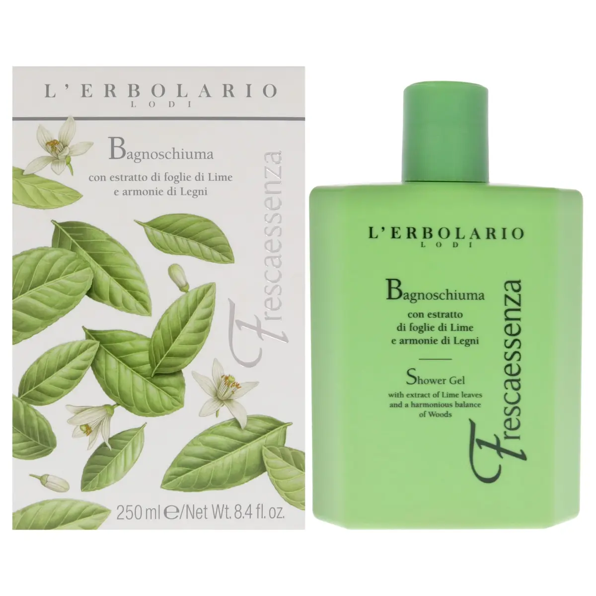 L'Erbolario Shower Gel – Toning Body Soap with Plant Extracts & Vitamin E – Energizing Body Wash with Woody, Citrus Scent - Frescaessenza - 8.4 oz - main product image