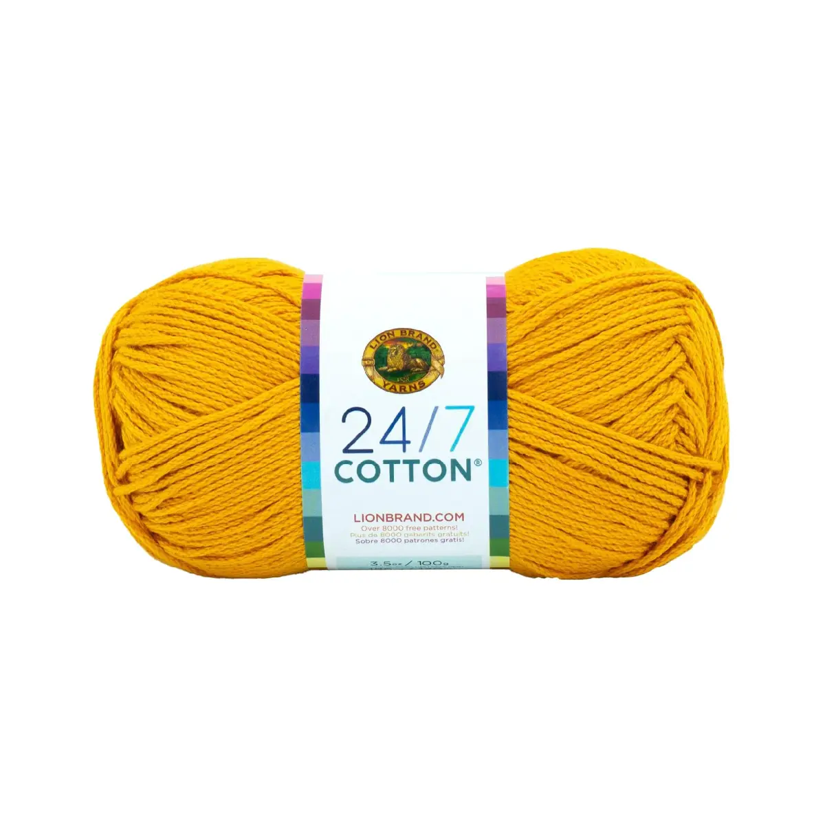Lion Brand Yarn 24/7 Cotton Yarn Goldenrod 100g (3.5oz) | Mercerized Cotton for Crochet & Knitting - main product image
