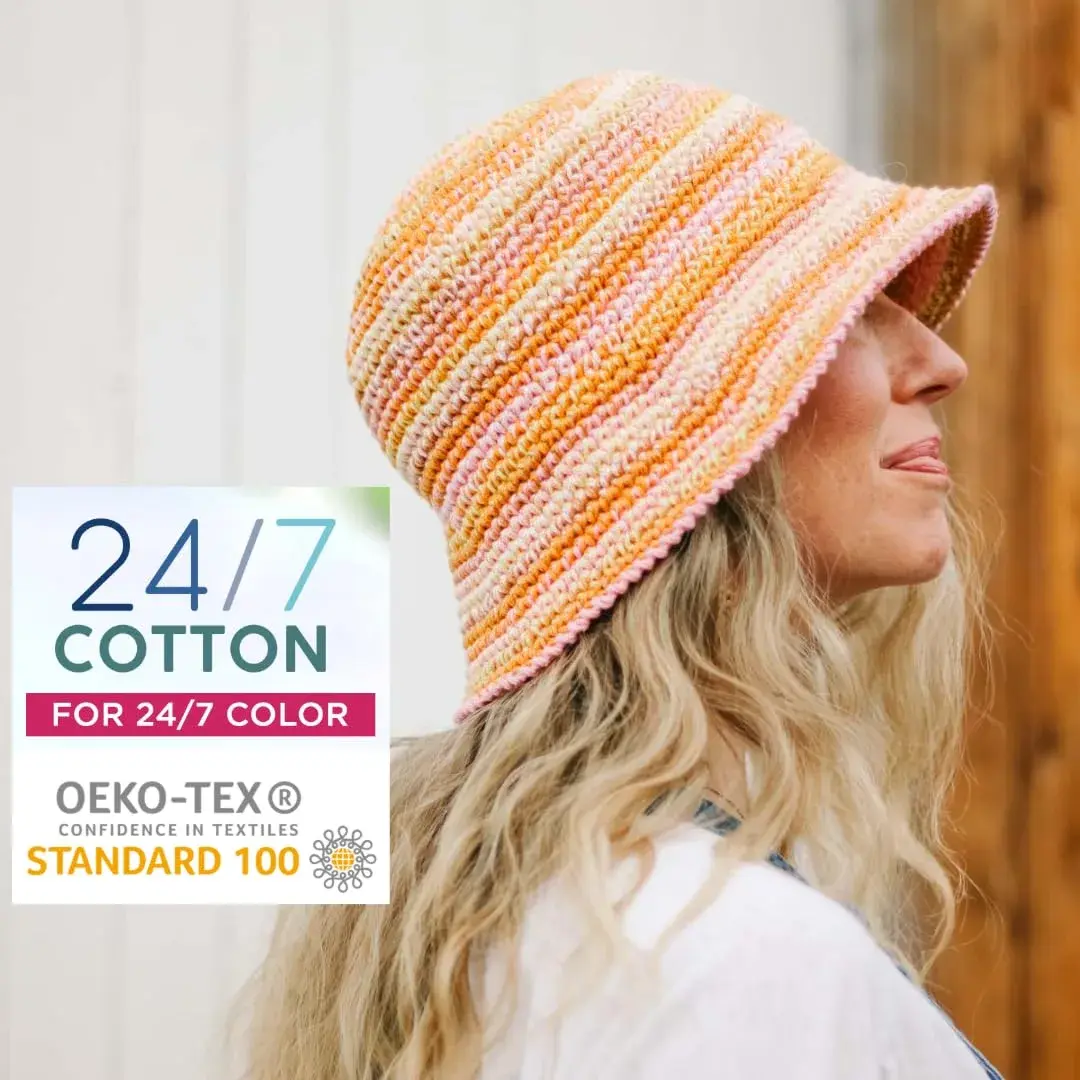Lion Brand Yarn 24/7 Cotton Yarn Aqua 100g (3.5oz) | Mercerized Cotton for Crochet & Knitting - view 3