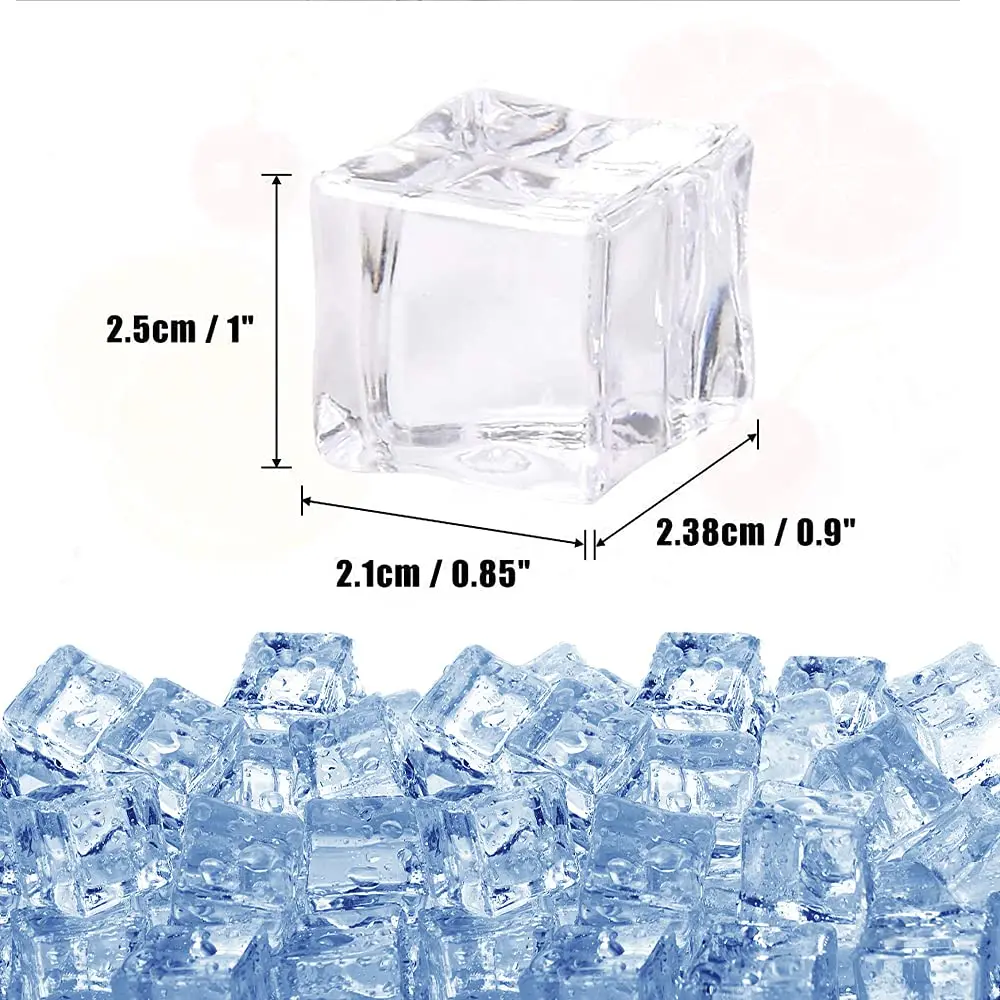 HUIANER Acrylic Ice Cubes 1inch | Realistic Square Shape for Photography & Decor - view 2