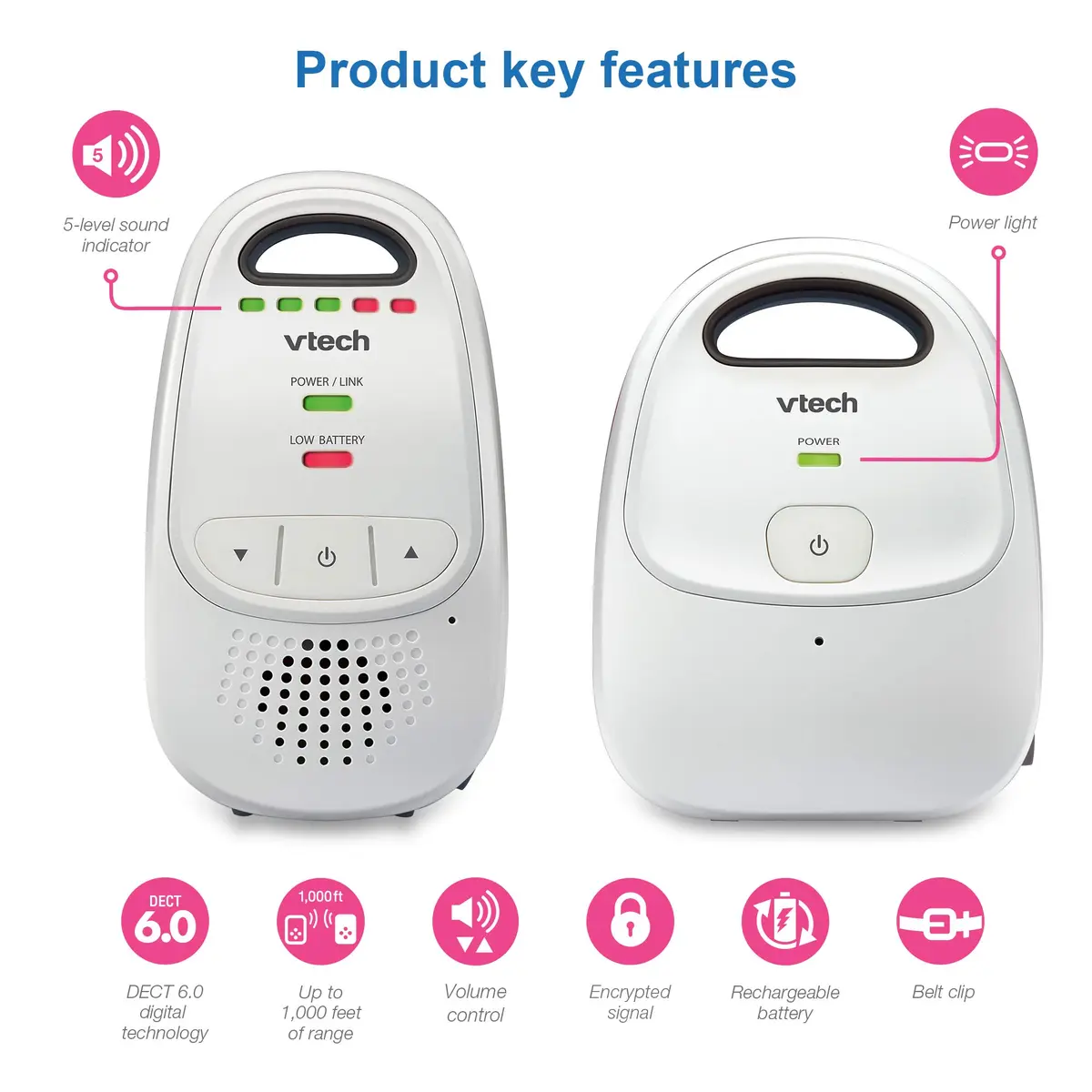 VTech Baby Monitor with Rechargeable Battery | Long Range, Clear Sound & Alerts - view 2