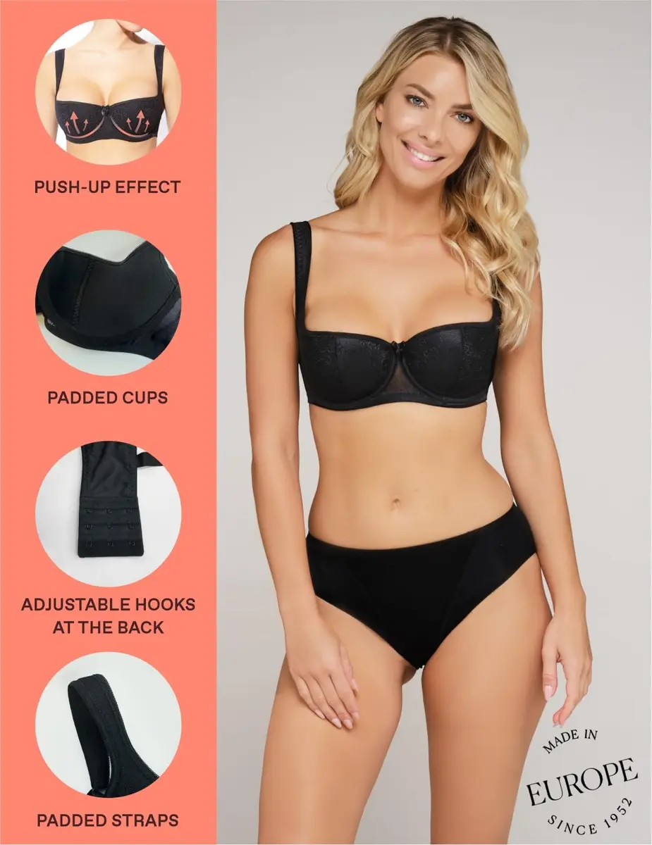 Rosme Women's Lace Balconette Bra D 40 | Natural Support & Comfort (110 characters) - view 8